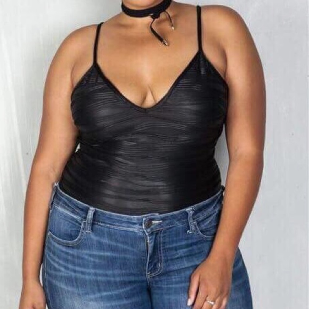 Black Textured Bodysuit